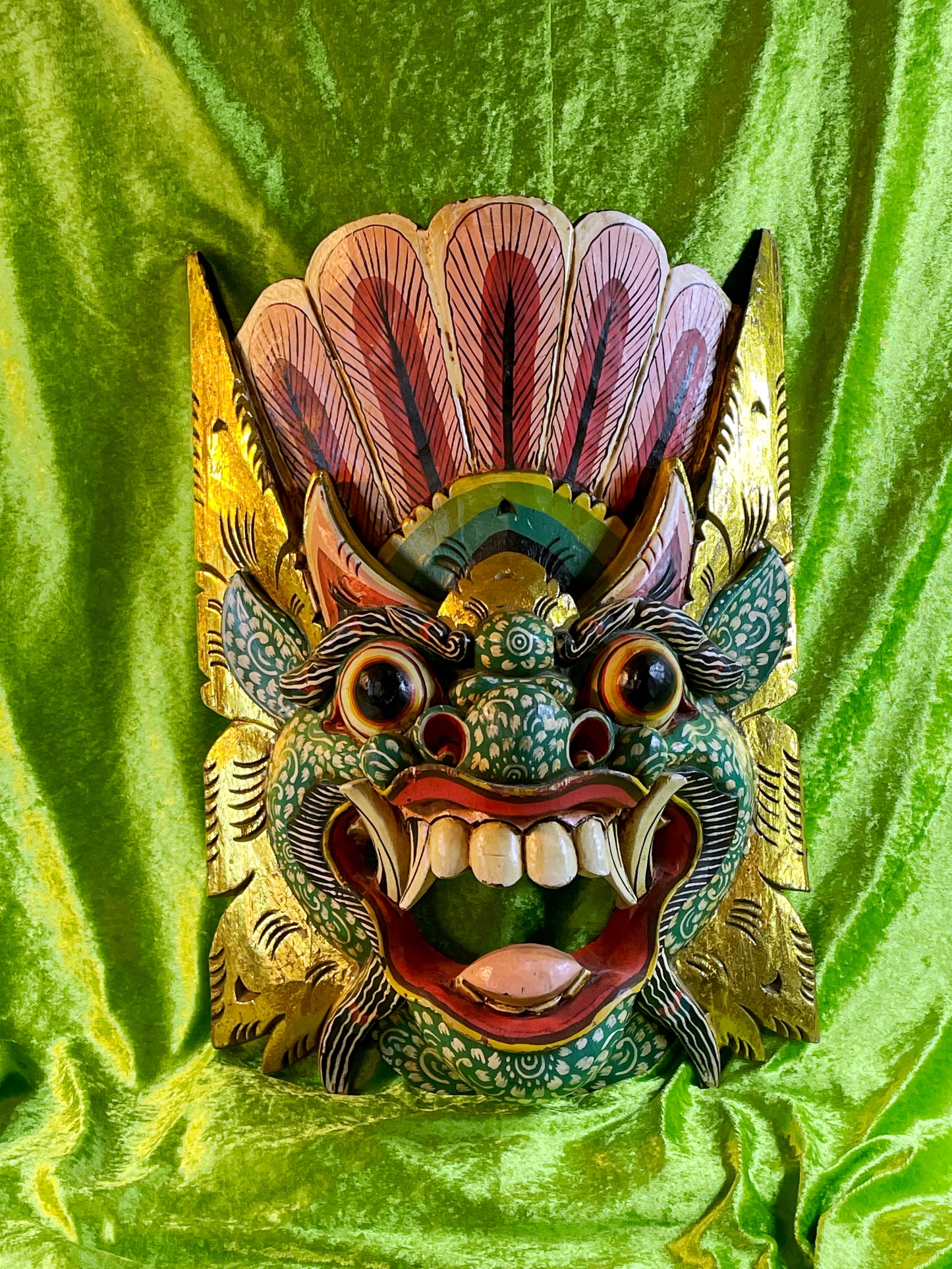 Balinese Barong Mask | Large Hand-Carved and Polychrome Wooden Temple Mask