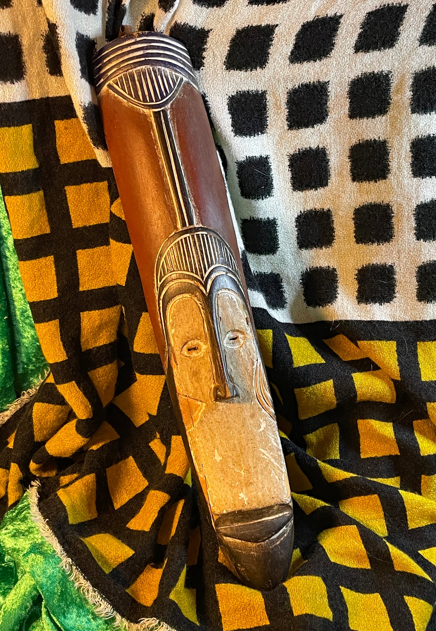 Hollowed and worn reverse of the hand-carved African mask