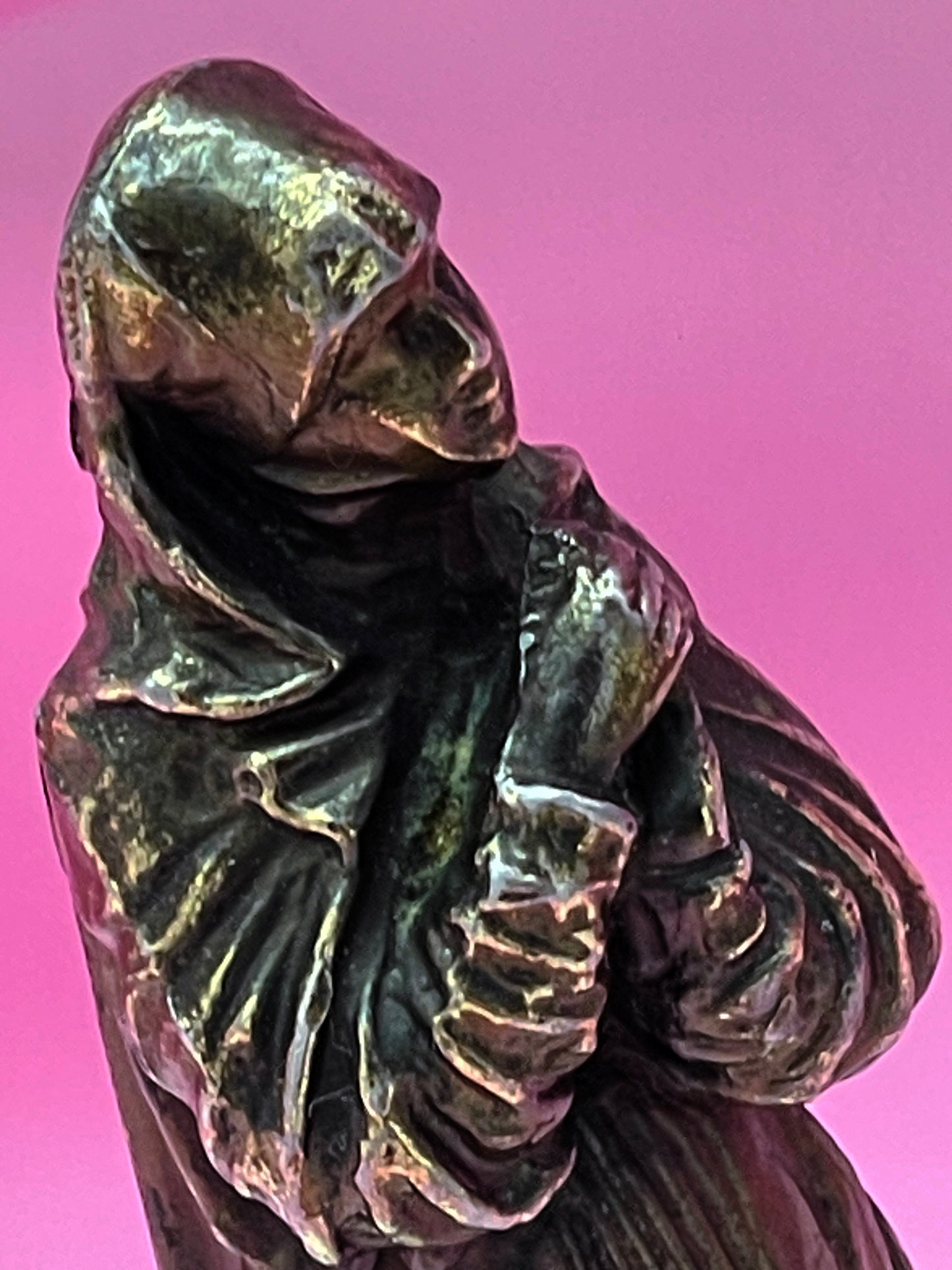 Antique bronze Madonna collectible figure detail
