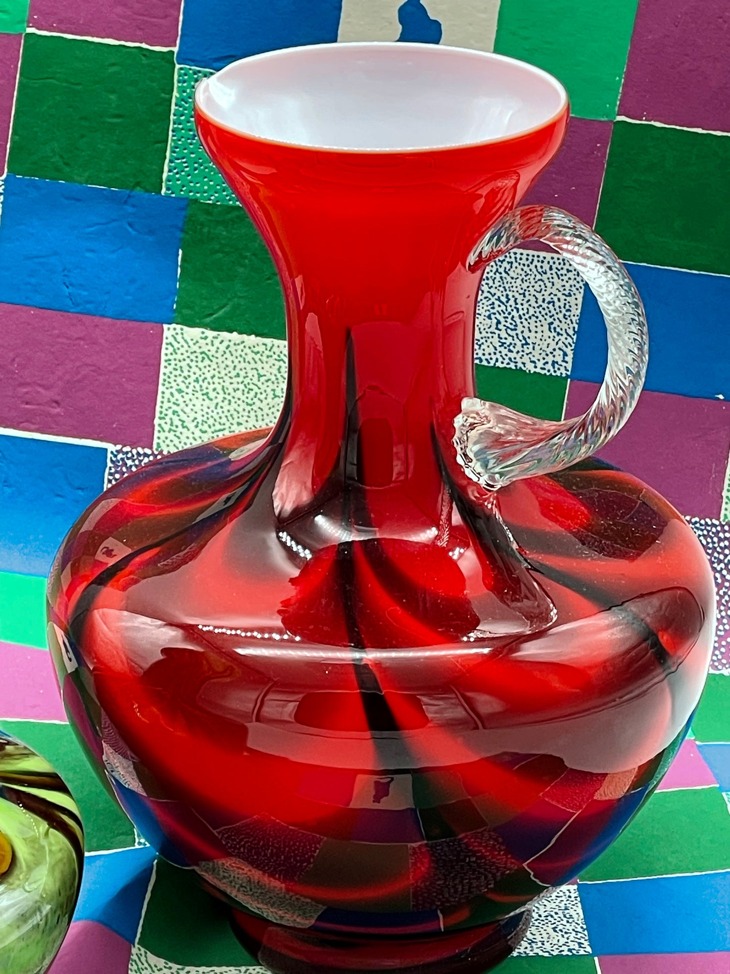 Pair of Handblown Art Glass Jugs – Murano Style "WAVES"