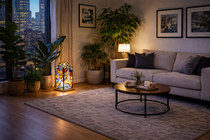 One-of-a-kind Artist-Crafted Table Lamp with Mouth-Blown “Glass Nuggets”