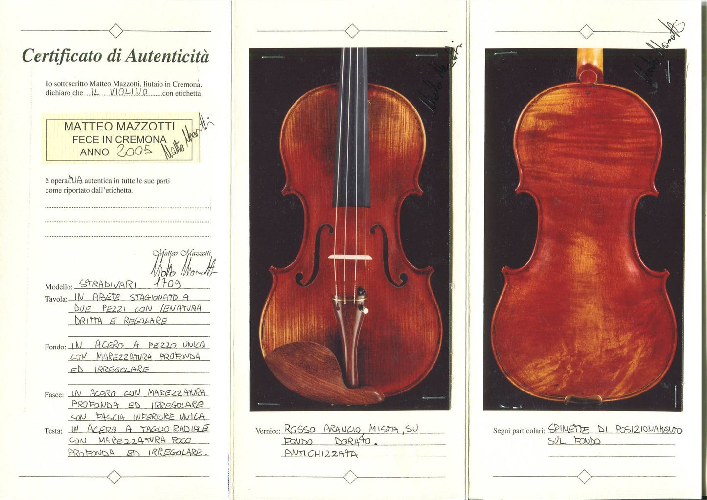 Matteo Mazzotti Violin – Cremona, 2005 (Stradivari Model)