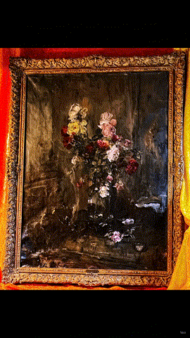 Mystical Roses Still Life by Aurél Náray (1883–1959) – Large Antique Hungarian Floral Painting c.1920 in Ornate Gilt Frame