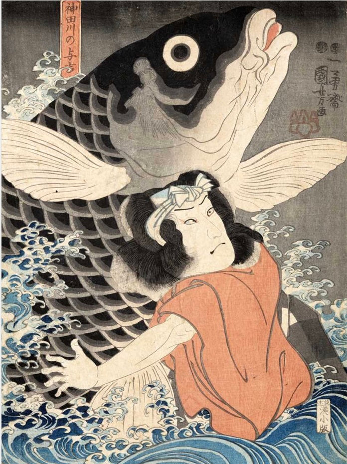 Monumental Meiji Cloisonné Bronze Vase c.1900 — "The Hunt for the Giant Carp" — Attributed to Genryusai Seiya, 37 cm, Twin-Handled