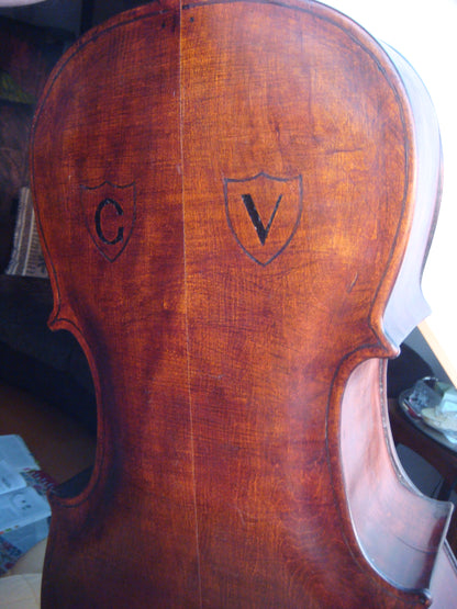 Antique Cello with Inlaid Monograms – Project Instrument for Restoration or Baroque Conversion