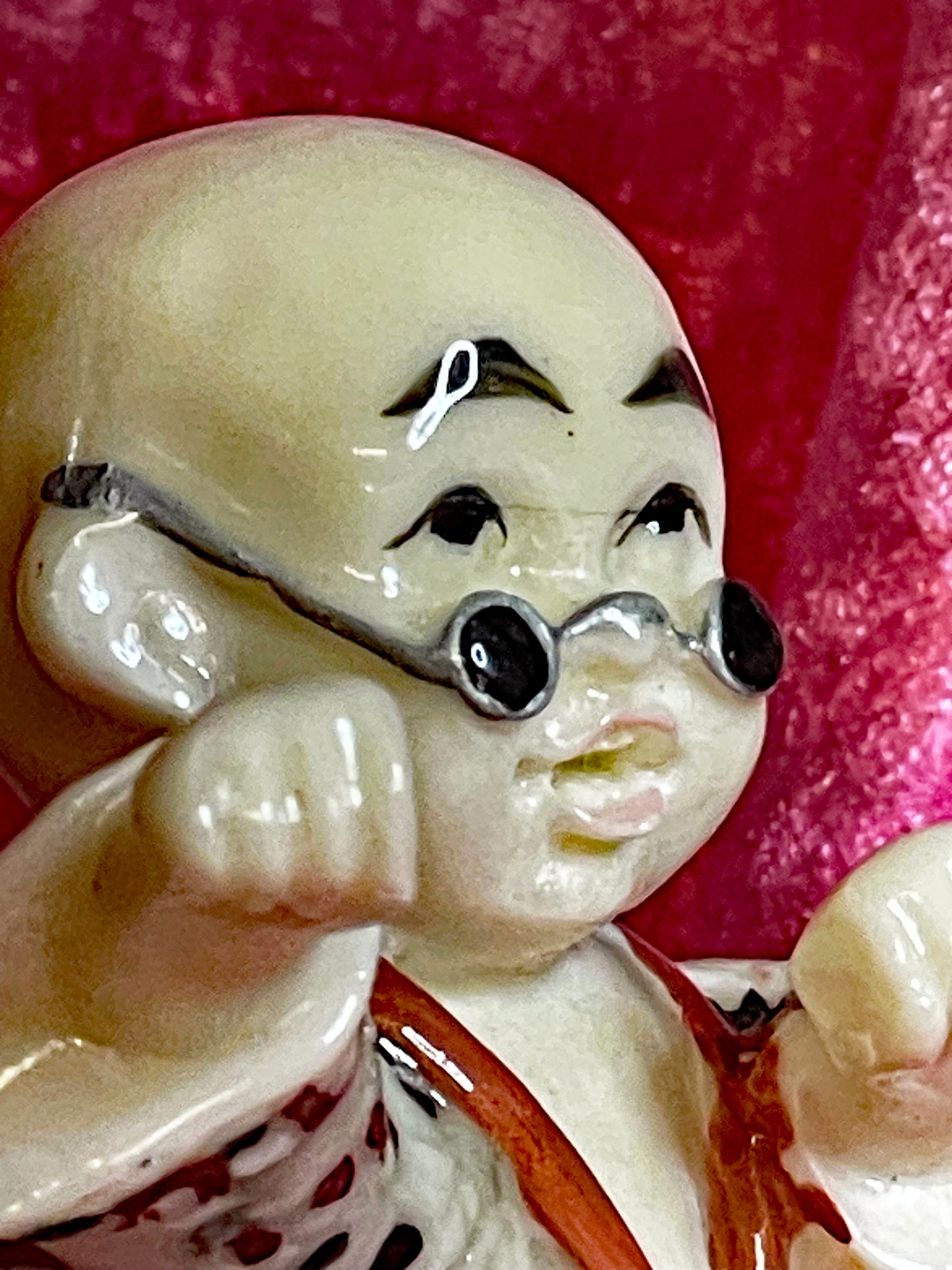 Vintage Japanese Porcelain Jiu-Jitsu Fighters Set with Ikebana Vase – Hand-Painted Figurines Collection (6 Pieces)