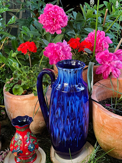 1960s West German Fat Lava and Hand-Painted Ceramic Vases – Set of Six