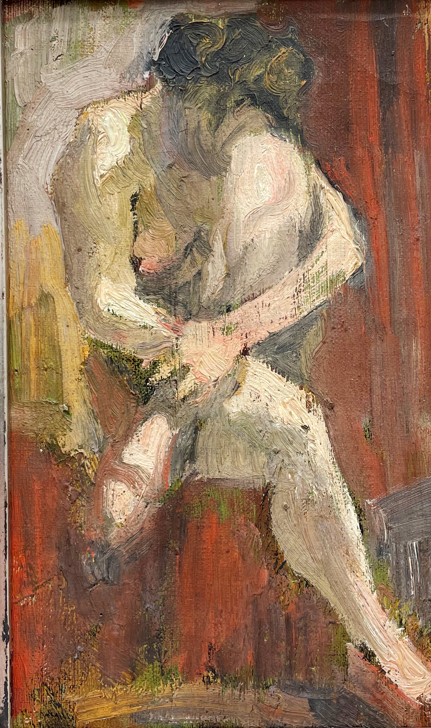 Fine Vintage French Nude | Oil on Artist’s Board, Framed