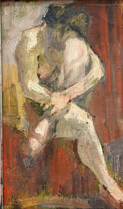 Fine Vintage French Nude | Oil on Artist’s Board, Framed