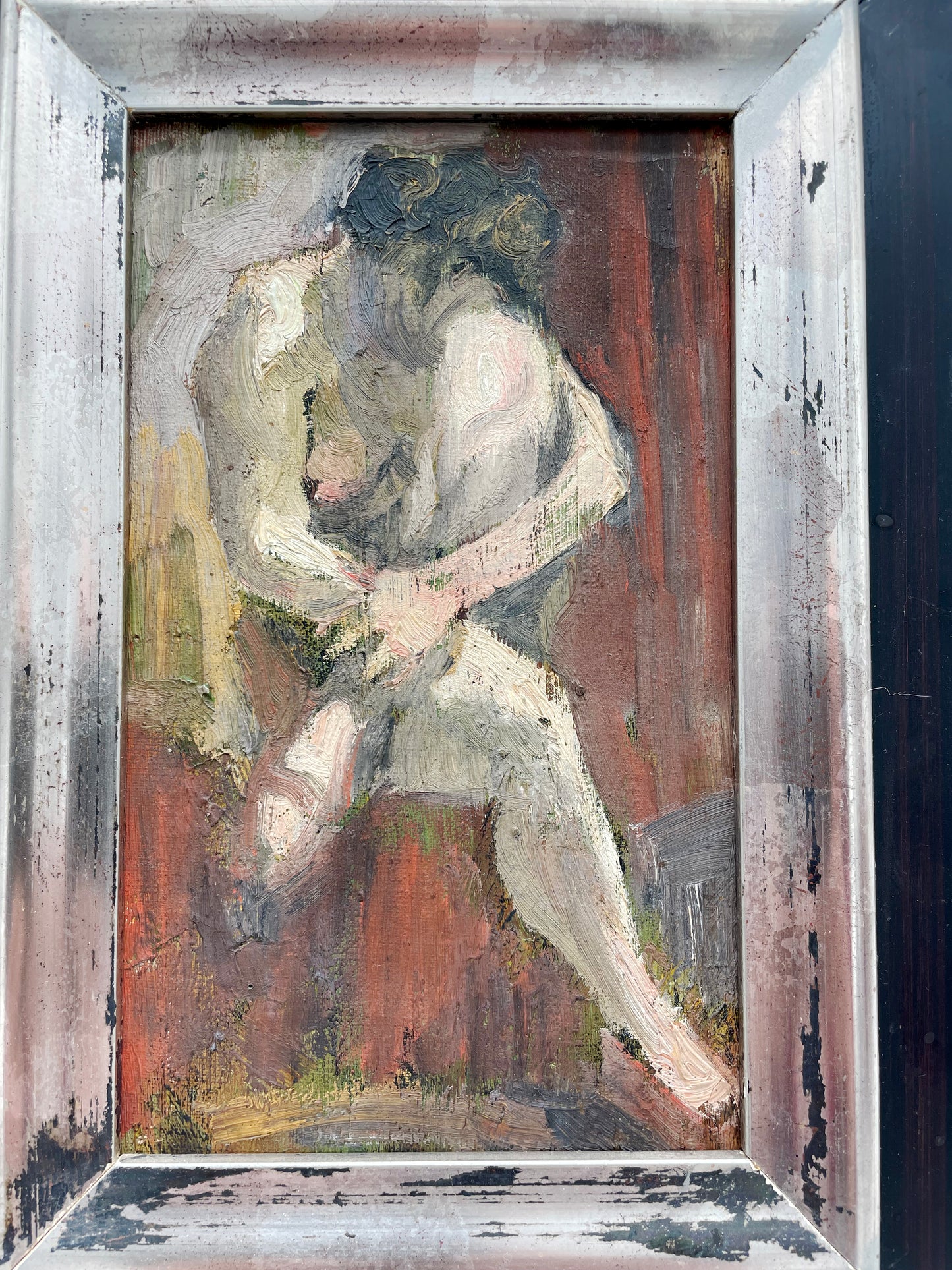 Fine Vintage French Nude | Oil on Artist’s Board, Framed