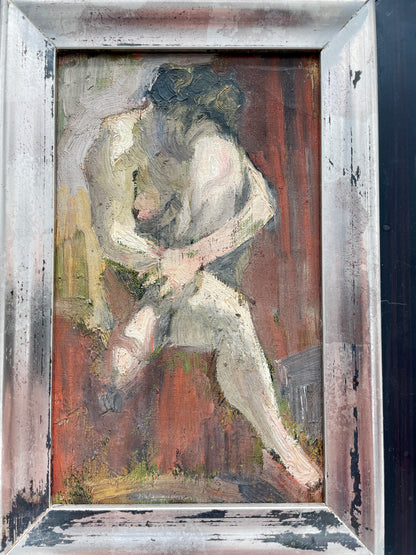 Fine Vintage French Nude | Oil on Artist’s Board, Framed