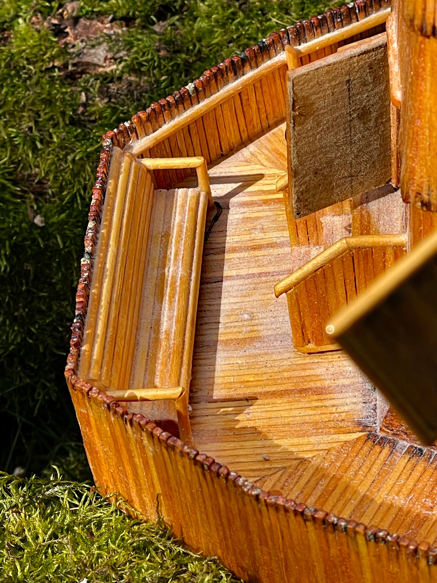 Vintage Matchstick Windmill with Light & Turning Blades – Tramp Art Folk Sculpture, 1950s–70s