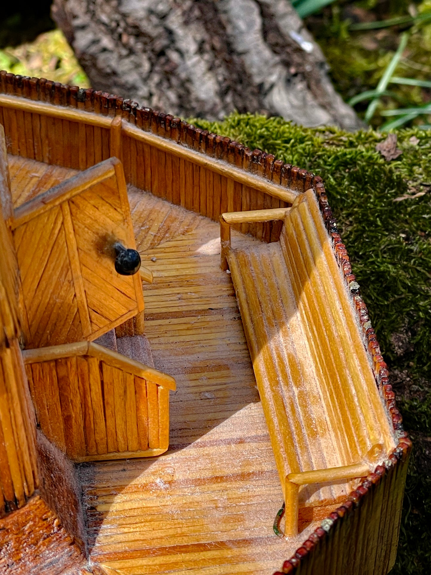 Vintage Matchstick Windmill with Light & Turning Blades – Tramp Art Folk Sculpture, 1950s–70s