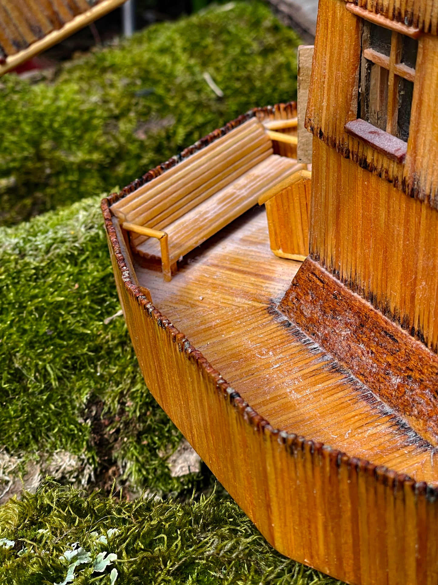 Vintage Matchstick Windmill with Light & Turning Blades – Tramp Art Folk Sculpture, 1950s–70s