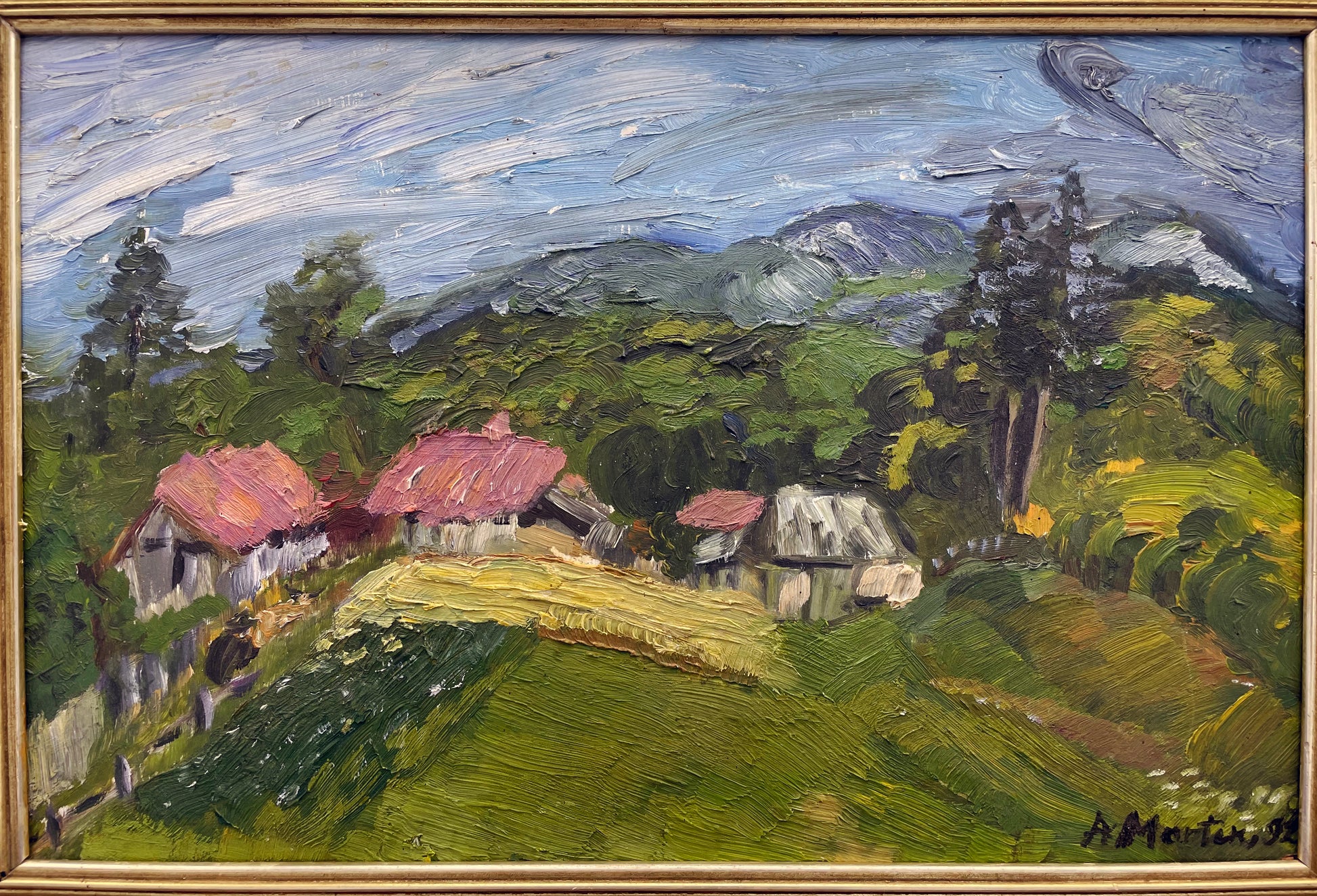 Oil painting detail showing the artist signature Martin in the lower right corner