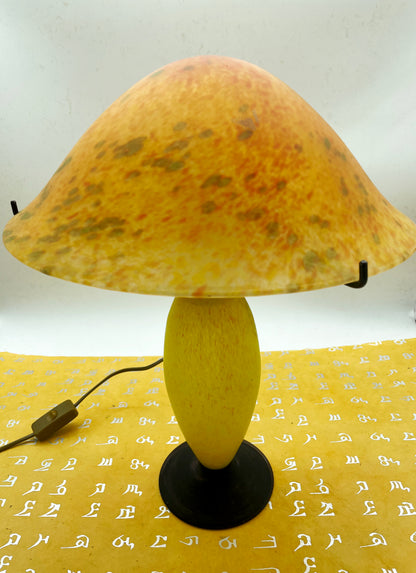 French Mushroom-Shaped Glass Table Lamp from Loire Chateau