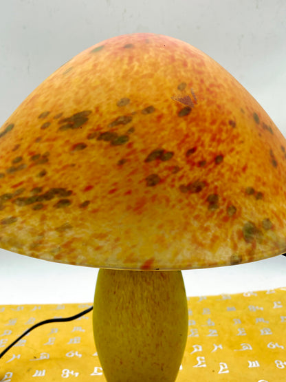 French Mushroom-Shaped Glass Table Lamp from Loire Chateau