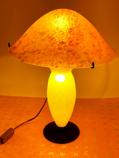 French Mushroom-Shaped Glass Table Lamp from Loire Chateau