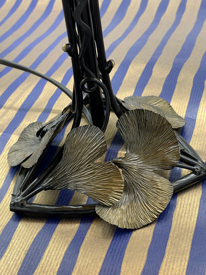 Artistic French Wrought Iron Table Lamp with Pâte de Verre Shade | Gingko Decor