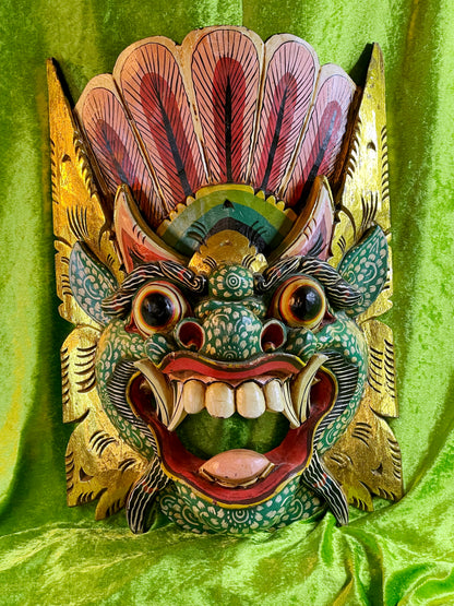 Balinese Barong Mask | Large Hand-Carved and Polychrome Wooden Temple Mask
