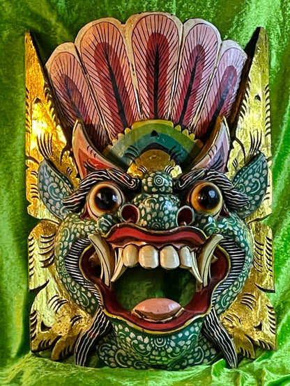Balinese Barong Mask | Large Hand-Carved and Polychrome Wooden Temple Mask