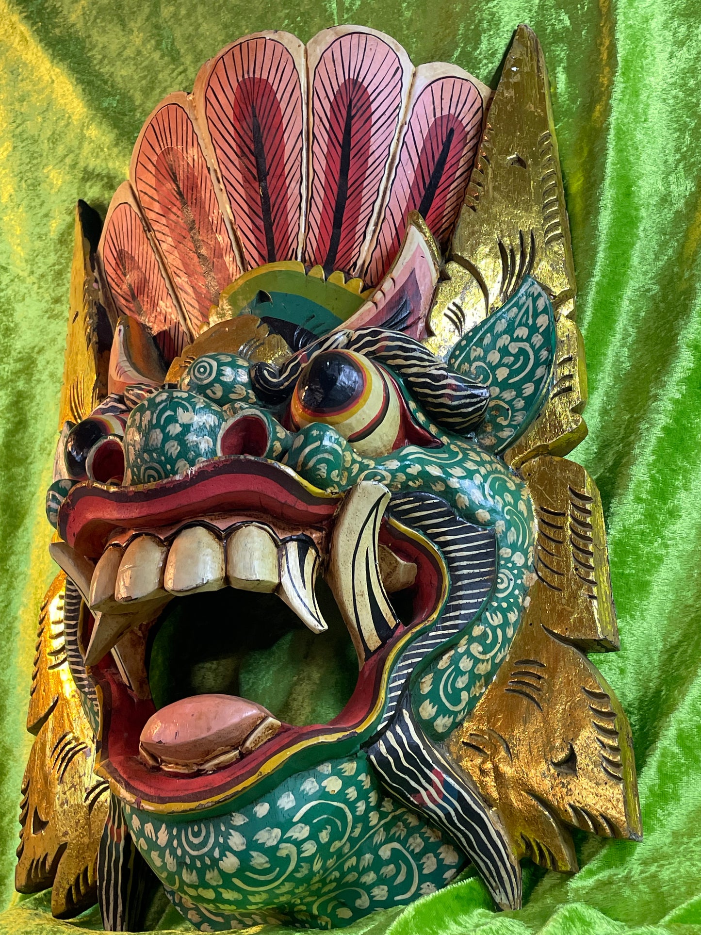 Balinese Barong Mask | Large Hand-Carved and Polychrome Wooden Temple Mask