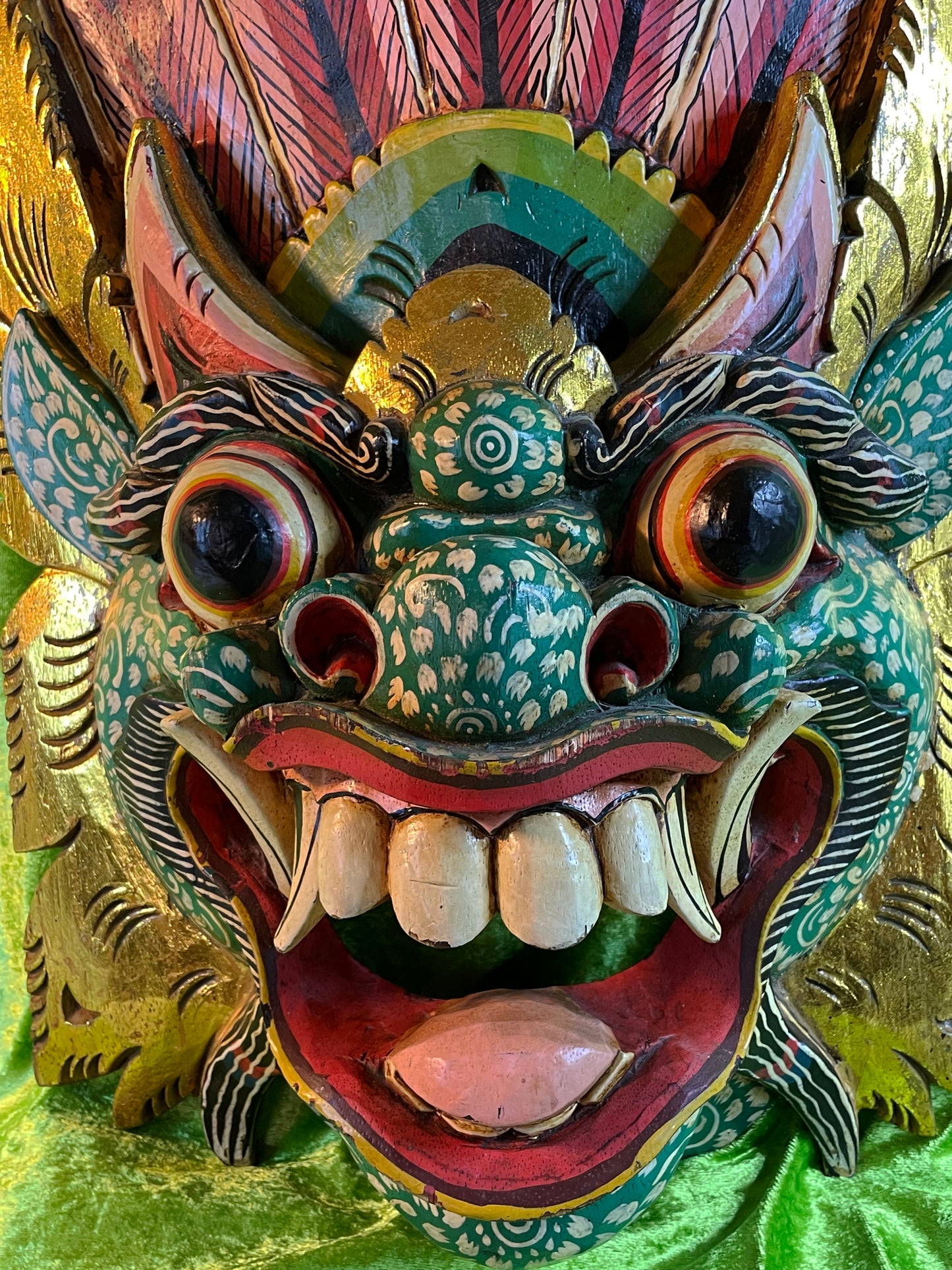 Balinese Barong Mask | Large Hand-Carved and Polychrome Wooden Temple Mask