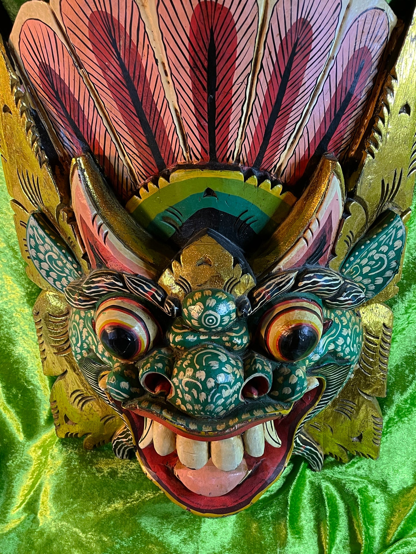 Balinese Barong Mask | Large Hand-Carved and Polychrome Wooden Temple Mask