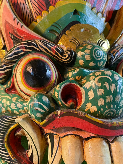 Balinese Barong Mask | Large Hand-Carved and Polychrome Wooden Temple Mask