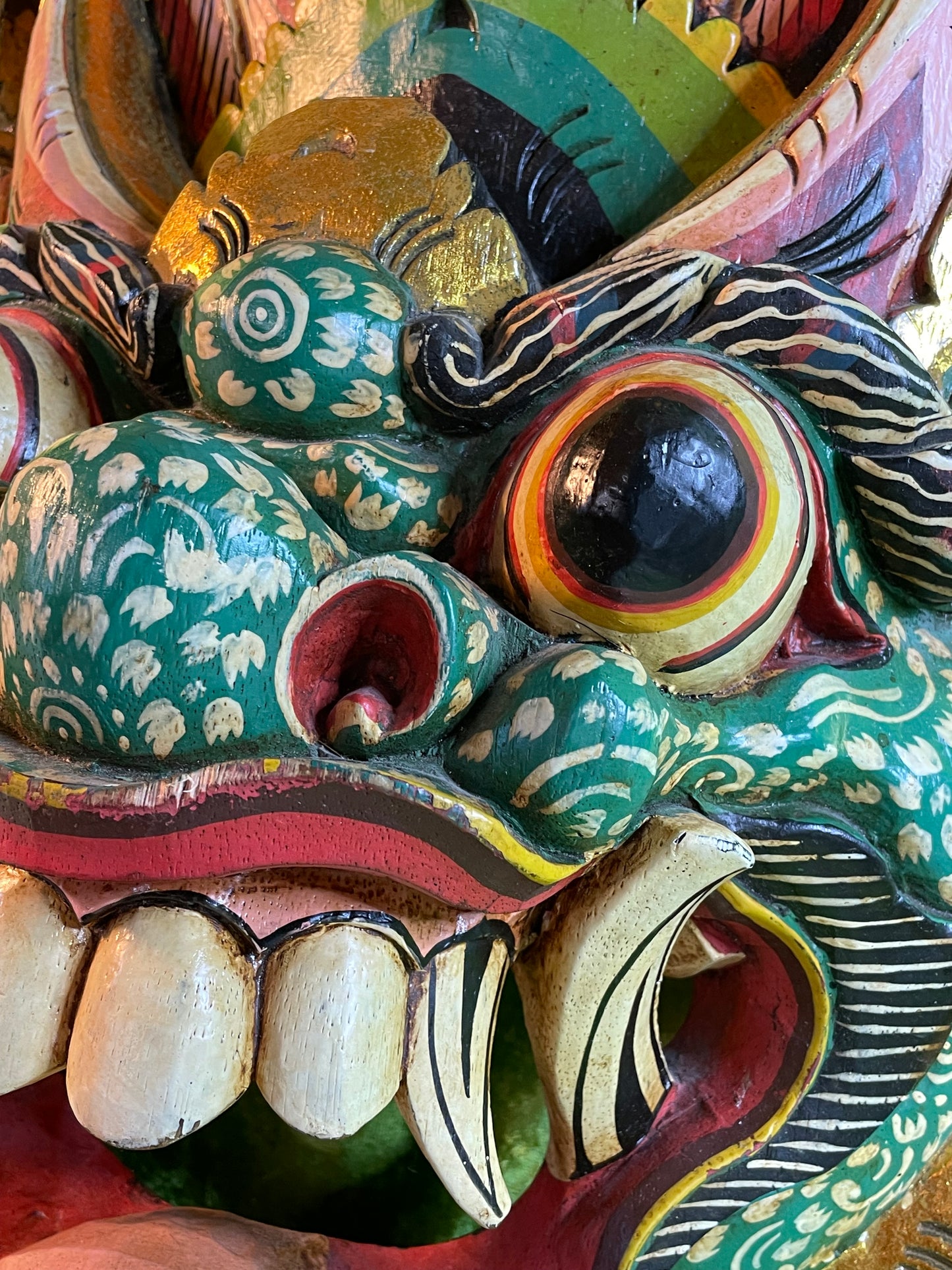 Balinese Barong Mask | Large Hand-Carved and Polychrome Wooden Temple Mask
