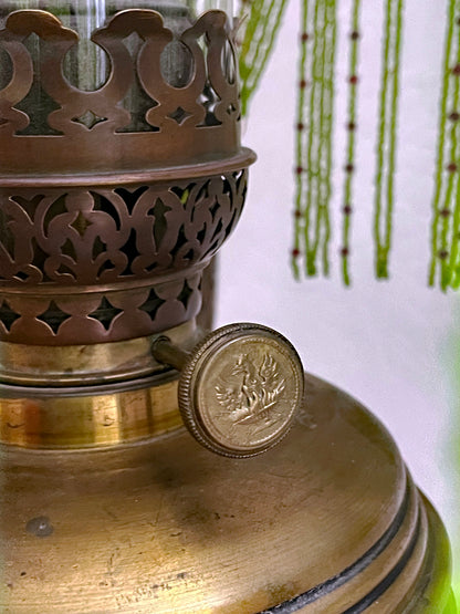 Unique Jugendstil Hanging Lamp with Green Beads