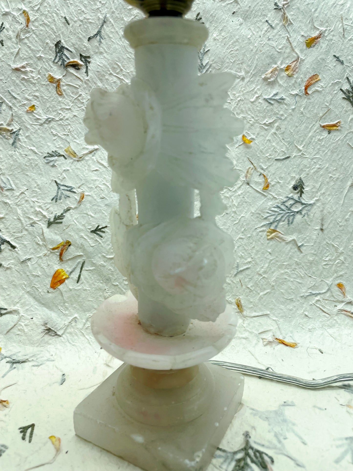 Pair of small French marble bedside lamps