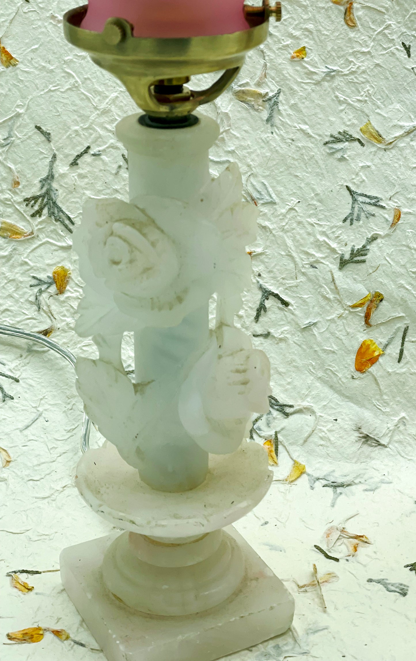 French rose marble lamp side view