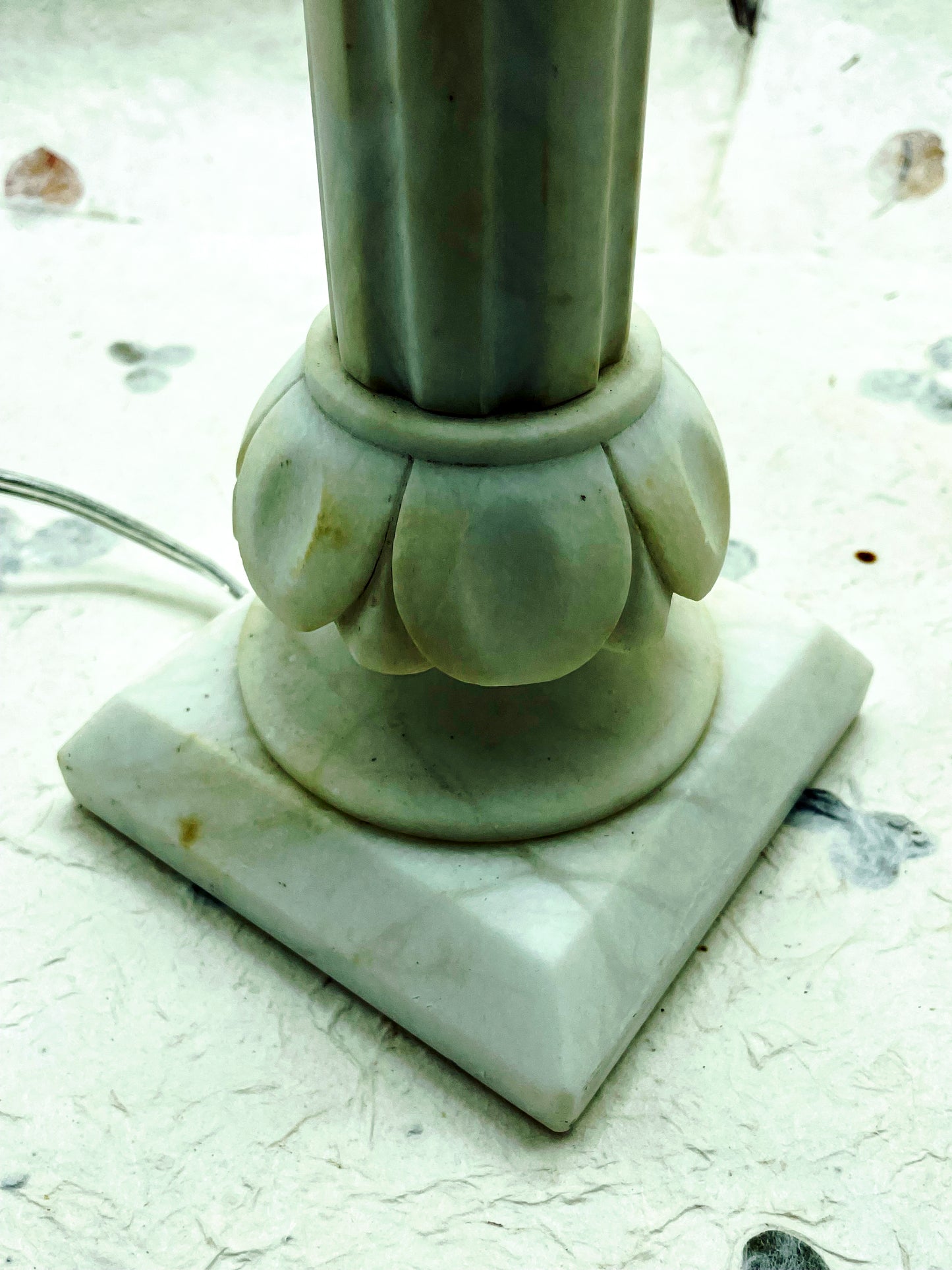Fluted marble column lamp detail