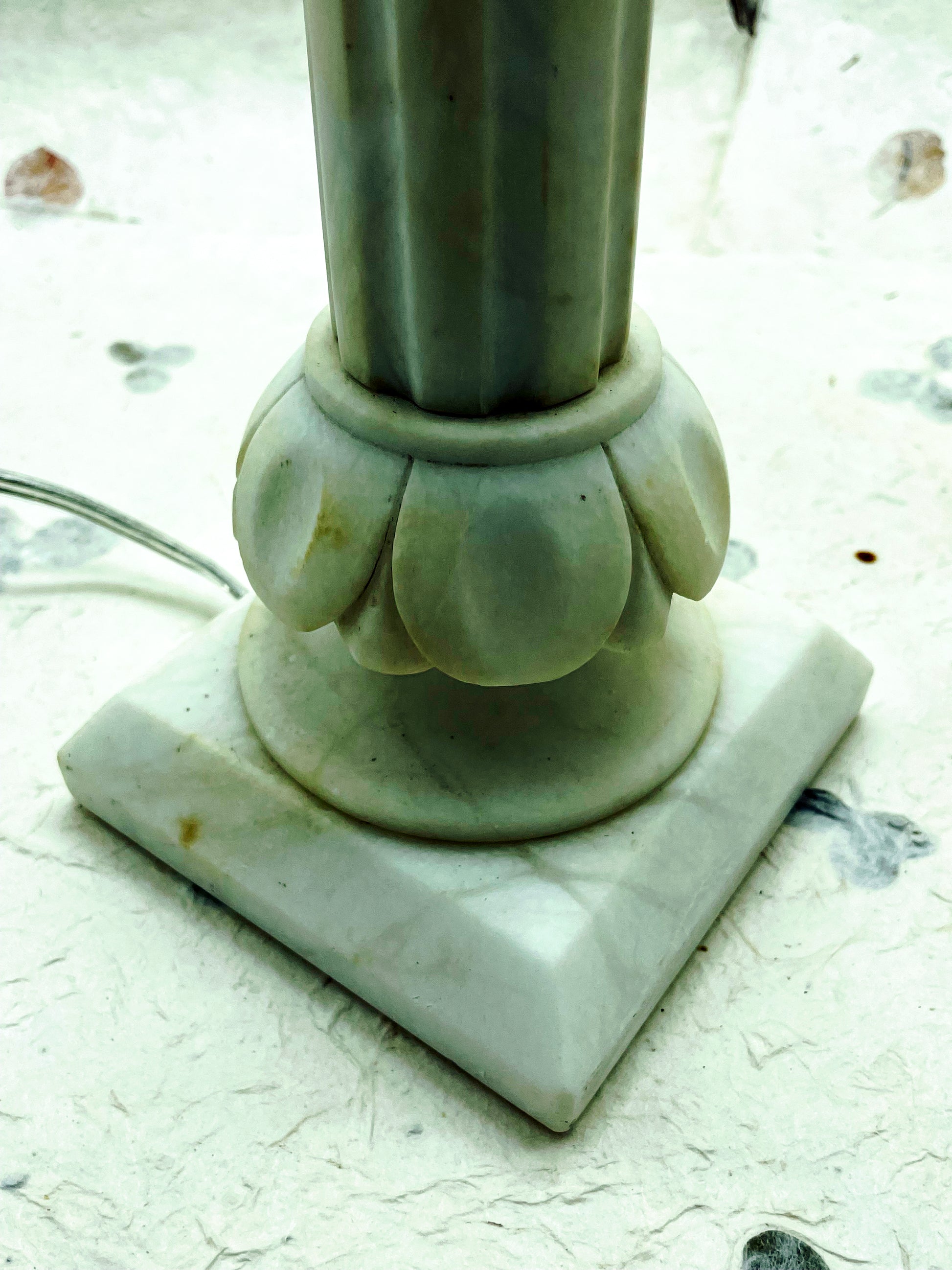 Fluted marble column lamp detail