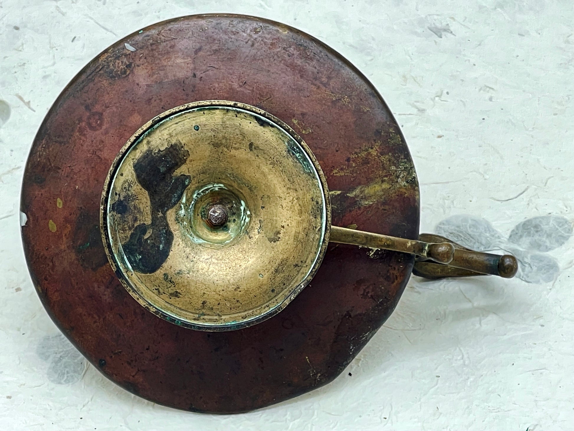 Brass copper candle holder angle view