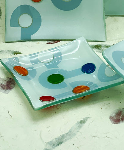 Set of 4 Modernist Glass Trays