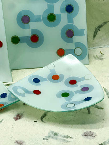 Set of 4 Modernist Glass Trays