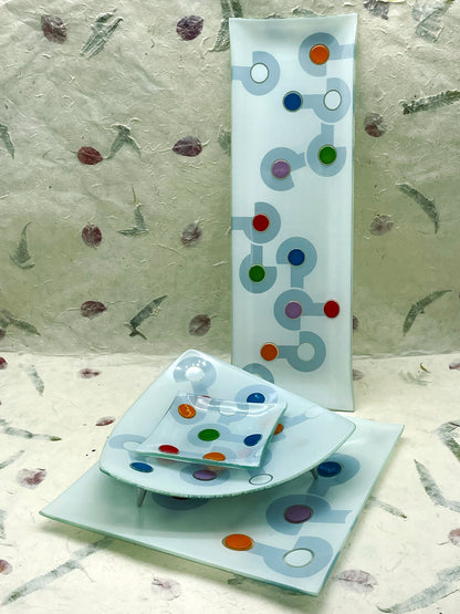 Set of 4 Modernist Glass Trays