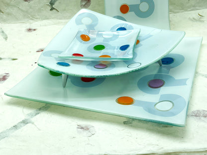 Set of 4 Modernist Glass Trays