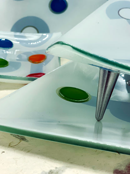 Set of 4 Modernist Glass Trays