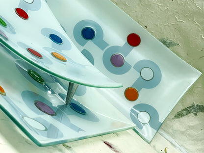 Set of 4 Modernist Glass Trays