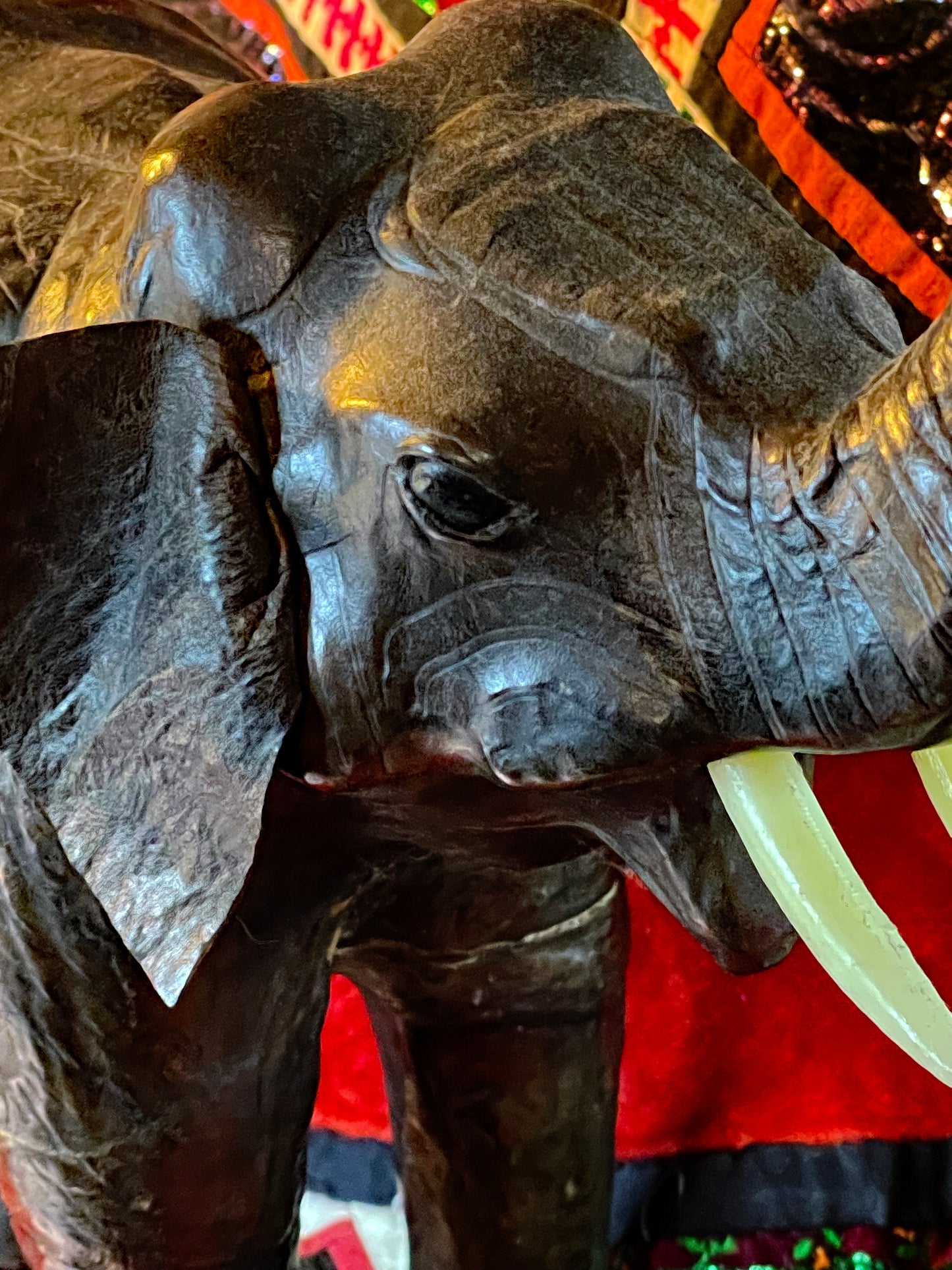 Vintage Leather Elephant & Rhinoceros Sculptures – Handcrafted Safari Animal Figures, Liberty Style Collectors Set (3 Pieces)