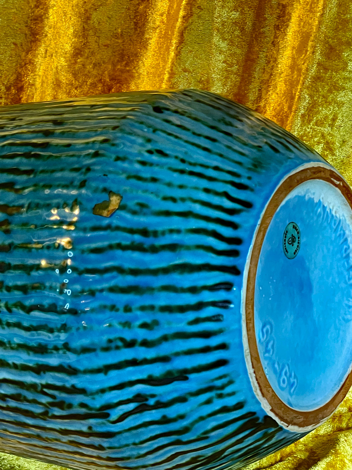 Detail of ribbed lower body and glaze