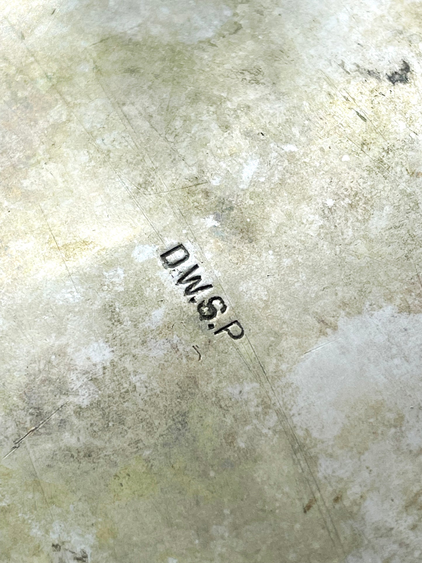 Maker's mark D.W.S.P stamped on the base of the silver plated cooler