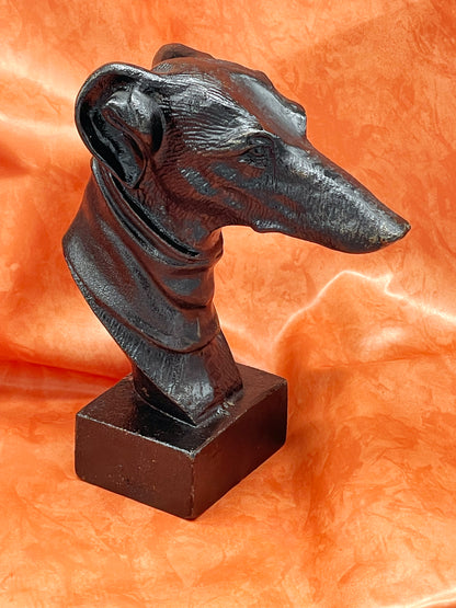 Cast Iron Bust of a Greyhound – English, Early to Mid-20th Century