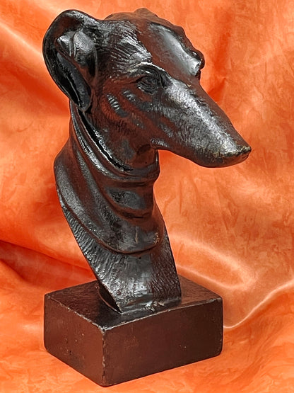 Cast Iron Bust of a Greyhound – English, Early to Mid-20th Century
