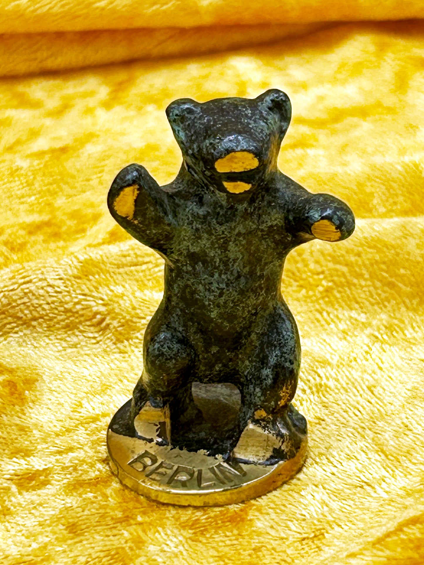 Vintage bronze Berlin Bear figure standing with raised paws on BERLIN-stamped base