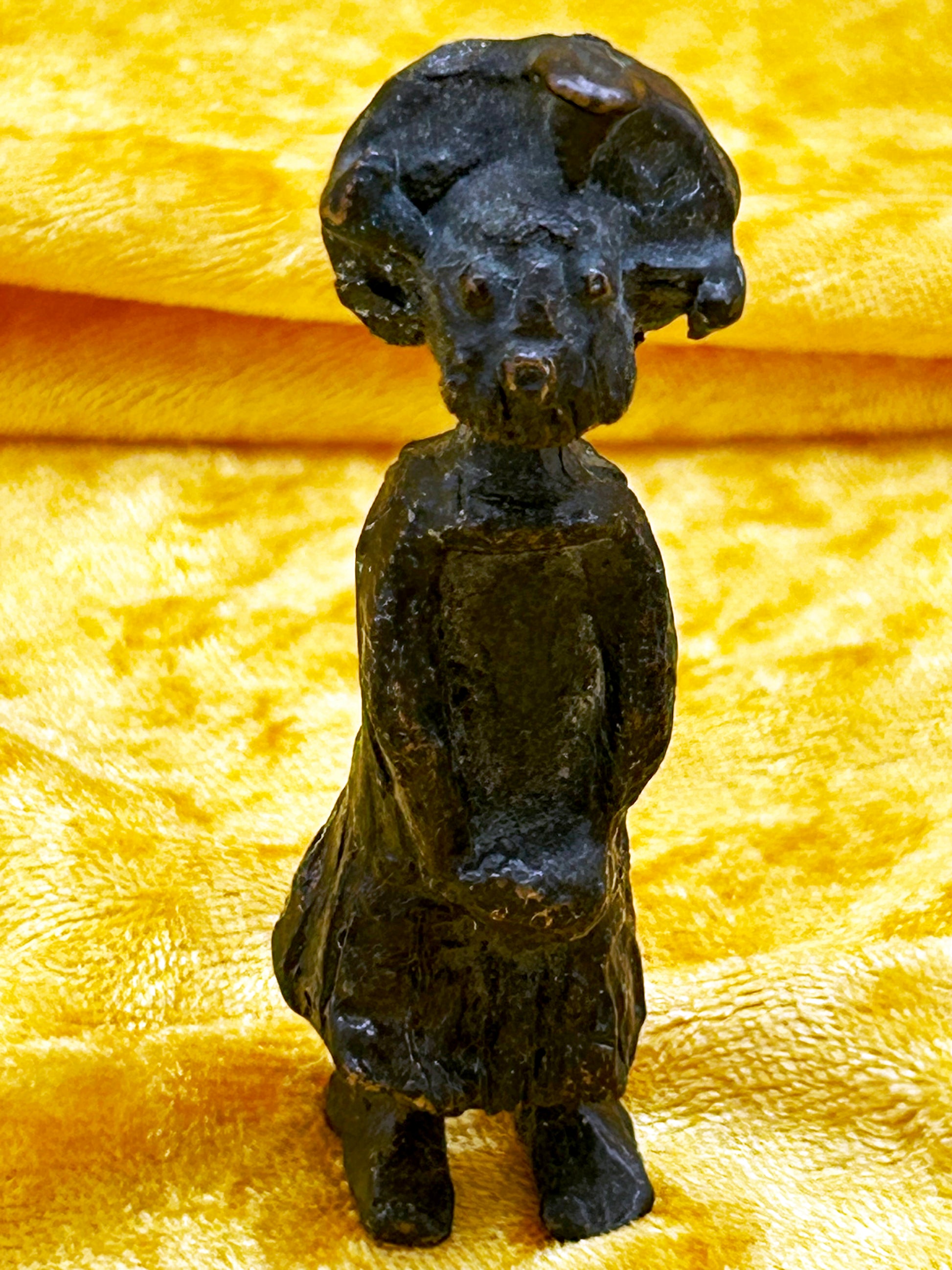 Vintage bronze figural companion statuette with detailed modelling