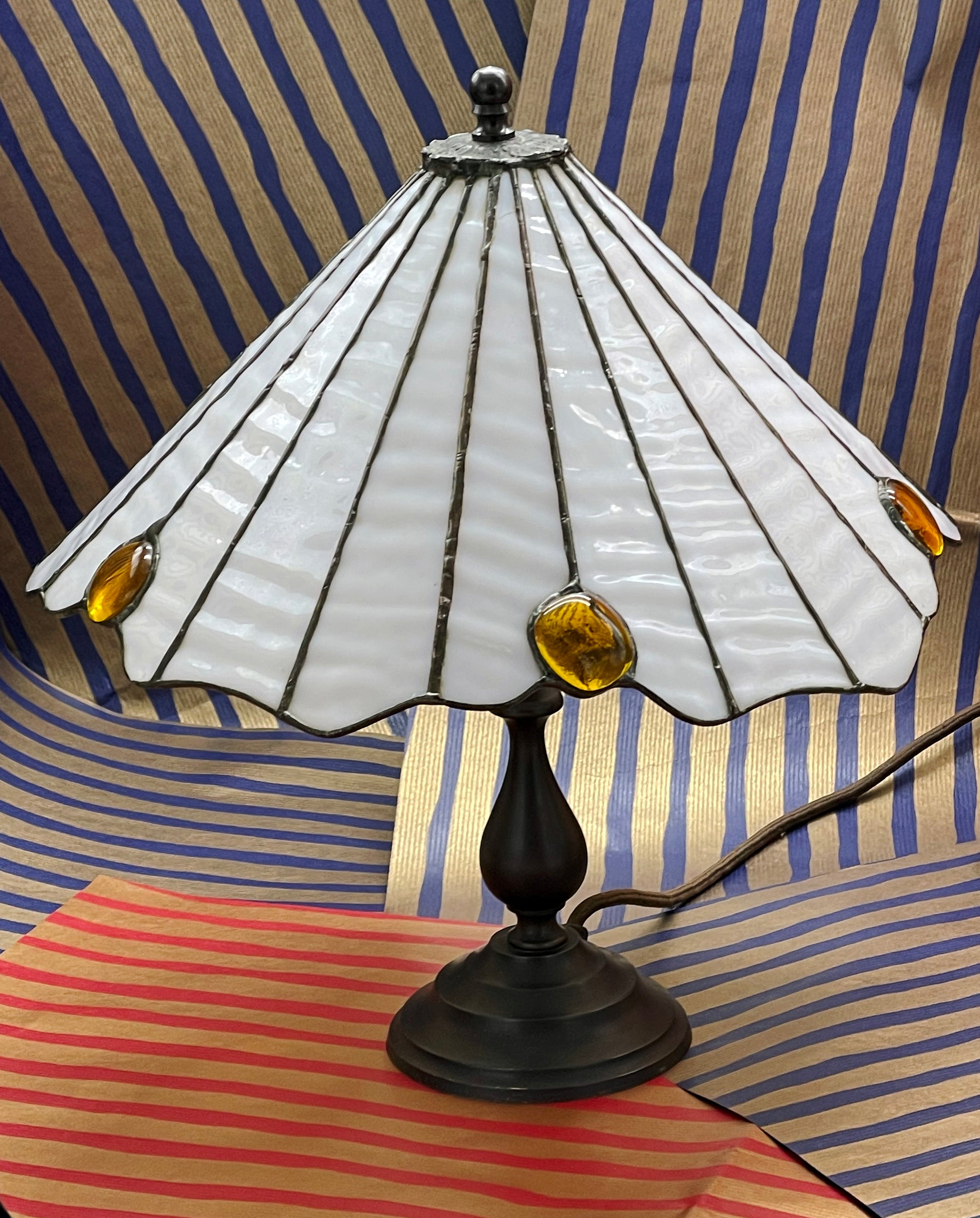 Art Déco lamp shade panels close up
